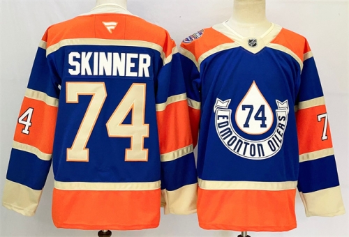 Men's Edmonton Oilers #74 Stuart Skinner Royal 2024-25 Heritage Classic Primegreen Stitched Jersey