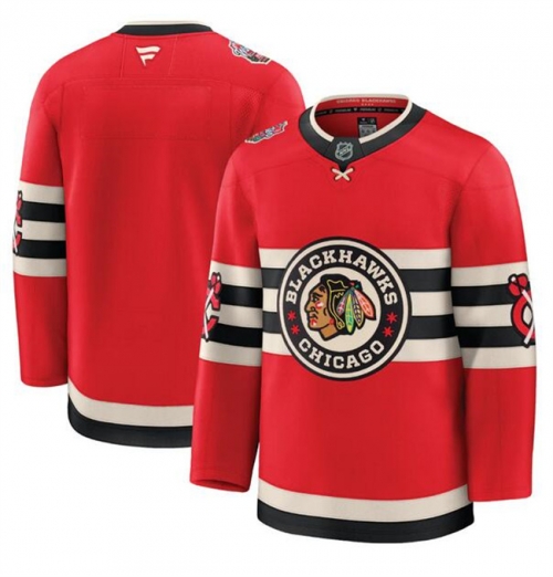 Men's Chicago Blackhawks Blank Red 2024-25 Winter Classic Stitched Hockey Jersey