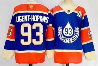 Men's Edmonton Oilers #93 Ryan Nugent-Hopkins Royal 2024-25 With A Patch Heritage Classic Primegreen Stitched Jersey