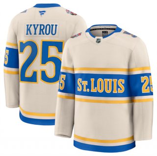 Men's St. Louis Blues #25 Jordan Kyrou Cream 2024-25 Winter Classic Stitched Hockey Jersey