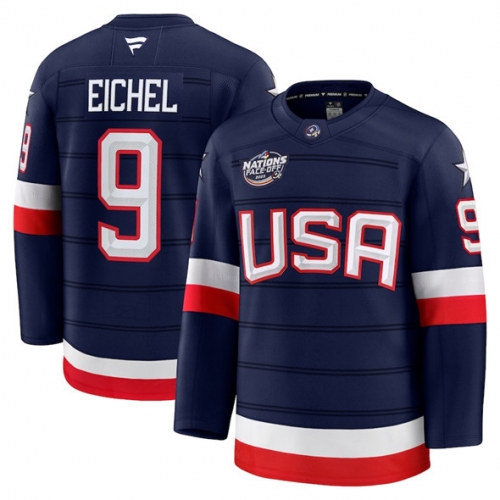 Men's USA #9 Jack Eichel Navy 2025 4 Nations Stitched Jersey