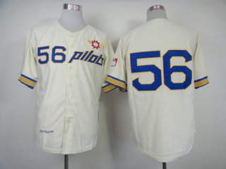 Seattle Pilots #56 Jim Bouton 1969 Cream Throwback Jersey