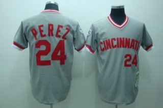 Cincinnati Reds #24 Tony Perez 1976 Gray Throwback Jersey