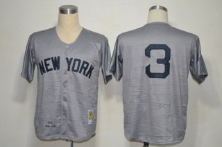 New York Yankees #3 Babe Ruth 1932 Gray Wool Throwback Jersey