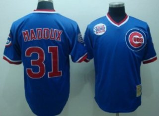 Chicago Cubs #31 Greg Maddux 1984 Blue Throwback Jersey