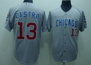 Chicago Cubs #13 Starlin Castro Gray Jersey