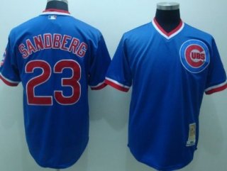 Chicago Cubs #23 Ryne Sandberg 1984 Blue Throwback Jersey