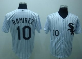 Chicago White Sox #10 Alexei Ramirez White With Black Pinstripe Jersey