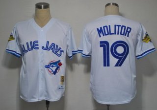 Toronto Blue Jays #19 Paul Molitor 1993 White Throwback Jersey