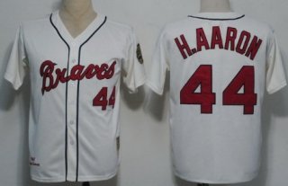 Atlanta Braves #44 Hank Aaron 1963 Cream Throwback Jersey