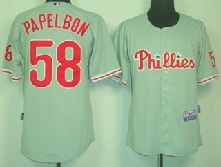 Philadelphia Phillies #58 Jonathan Papelbon Gray Jersey