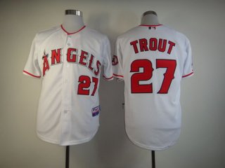 LA Angels of Anaheim #27 Mike Trout White Jersey