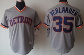 Detroit Tigers #35 Justin Verlander 1984 Gray Pullover Jersey