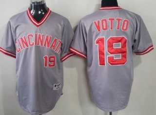 Cincinnati Reds #19 Joey Votto Gray Pullover Jersey