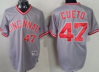 Cincinnati Reds #47 Johnny Cueto Gray Pullover Jersey