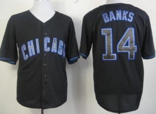 Chicago Cubs #14 Ernie Banks Black Fashion Jersey