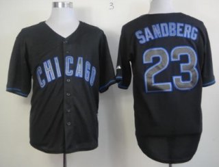 Chicago Cubs #23 Ryne Sandberg Black Fashion Jersey