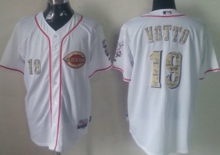 Cincinnati Reds #19 Joey Votto White With Camo Jersey