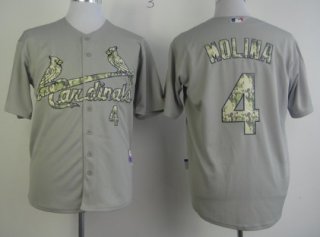 St. Louis Cardinals #4 Yadier Molina Gray With Camo Jersey