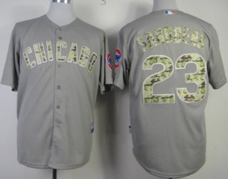 Chicago Cubs #23 Ryne Sandberg Gray With Camo Jersey