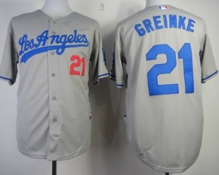 Los Angeles Dodgers #21 Zack Greinke Gray Jersey