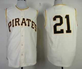 Pittsburgh Pirates #21 Roberto Clemente 1960 Cream Sleeveless Throwback Jersey