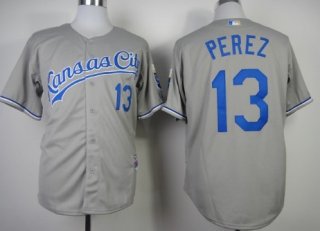 Kansas City Royals #13 Salvador Perez Gray Jersey