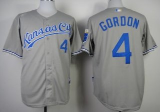 Kansas City Royals #4 Alex Gordon Gray Jersey