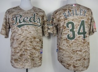 Cincinnati Reds #34 Homer Bailey 2014 Camo Jersey