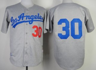 Los Angeles Dodgers #30 Maury Wills 1963 Gray Wool Throwback Jersey