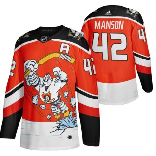 Anaheim Ducks #42 Josh Manson Red Men's Adidas 2020-21 Reverse Retro Alternate NHL Jersey