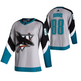 San Jose Sharks #88 Brent Burns Grey Men's Adidas 2020-21 Reverse Retro Alternate NHL Jersey