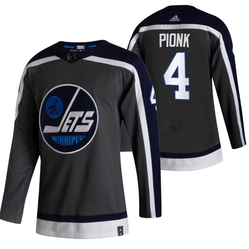 Winnipeg Jets #4 Neal Pionk Black Men's Adidas 2020-21 Reverse Retro Alternate NHL Jersey