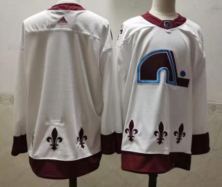 Men's Colorado Avalanche Blank White 2021 Retro Stitched NHL Jersey