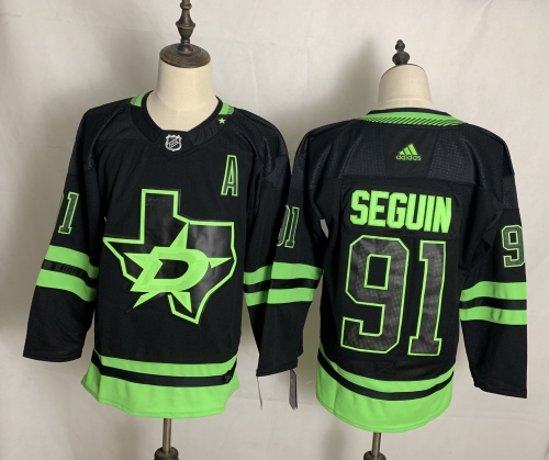 Men's Dallas Stars #91 Tyler Seguin Black Adidas 2020-21 Alternate Authentic Player NHL Jersey