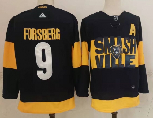 Men's Nashville Predators #9 Filip Forsberg Black 2022 Stadium Series adidas Stitched NHL Jersey