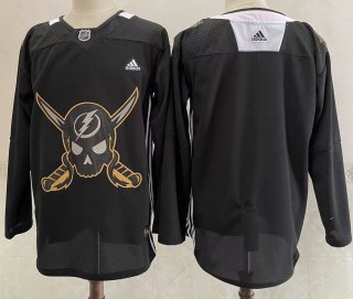 Men's Tampa Bay Lightning Blank Black Pirate Themed Warmup Authentic Jersey