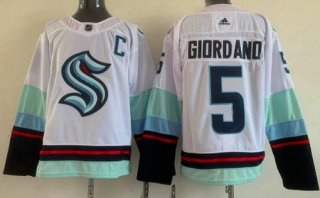 Men's Seattle Kraken #5 Mark Giordano White Authentic Jersey