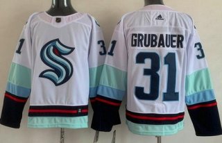 Men's Seattle Kraken #31 Philipp Grubauer White Authentic Jersey