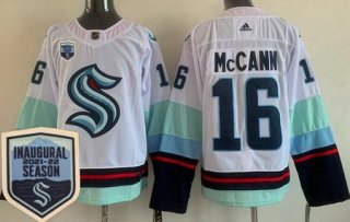 Men's Seattle Kraken #16 Jared McCann White 2021-22 Season Inaugural Authentic Jersey