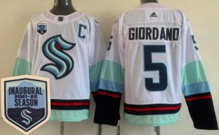 Men's Seattle Kraken #5 Mark Giordano White 2021-22 Season Inaugural Authentic Jersey