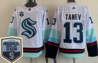 Men's Seattle Kraken #13 Brandon Tanev White 2021-22 Season Inaugural Authentic Jersey