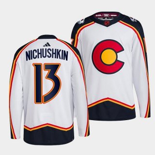 Men's Colorado Avalanche #13 Valeri Nichushkin White 2022-23 Reverse Retro Stitched Jersey