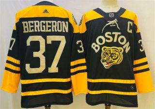 Men's Boston Bruins #37 Patrice Bergeron Black Classic Primegreen Stitched Jersey