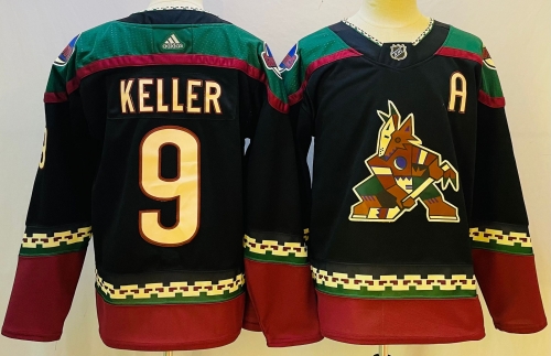 Men's Arizona Coyotes #9 Clayton Keller Black Alternate Authentic Jersey