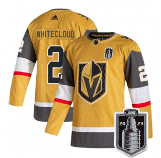 Men's Vegas Golden Knights #2 Zach Whitecloud Gold 2023 Stanley Cup Final Stitched Jersey