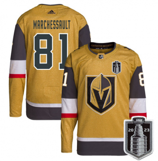 Men's Vegas Golden Knights #81 Jonathan Marchessault Gold 2023 Stanley Cup Final Stitched Jersey