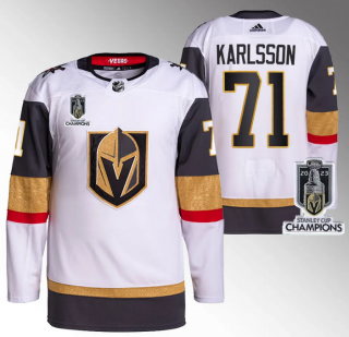 Men's Vegas Golden Knights #71 William Karlsson White 2023 Stanley Cup Champions Stitched Jersey