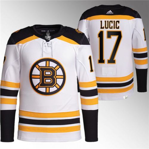 Men's Boston Bruins #17 Milan Lucic White Stitched Jersey