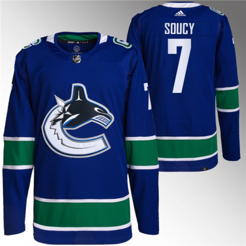 Men's Vancouver Canucks #7 Carson Soucy Blue Stitched Jersey